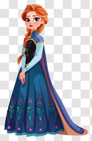 Frozen Anna Princess - Princess In Beautiful Blue Dress Illustration Transparent PNG