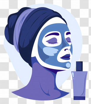 Spa Face Mask - Woman With Face Mask And Skincare Bottle Transparent PNG