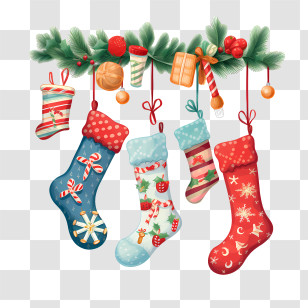 Christmas Stocking - Colorful Christmas Stockings Hanging As Festive DÃ©cor Transparent PNG