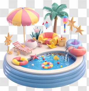 Pool Party - Poolside Summer Setup With Fun Accessories Transparent PNG