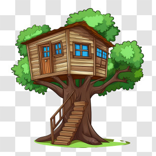 Tree House - Treehouse With Wooden Stairs Transparent PNG