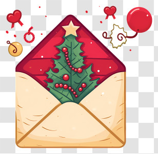 Christmas Tree - Christmas Themed Envelope With Festive Design Transparent PNG