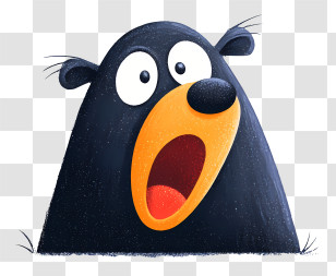 Little Mole Surprised - Surprised Black Bear Cartoon Transparent PNG