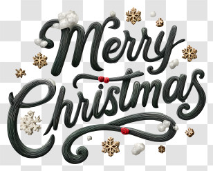 Merry Christmas Word - Merry Christmas Decorative Script Transparent PNG