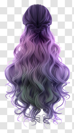 Long Hair Wig - Purple And Wavy Curled Hair Transparent PNG