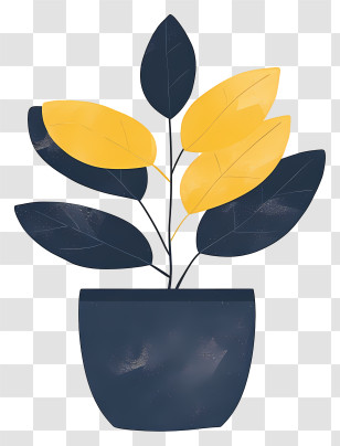 Modern Flower Pot - Yellow And Black Plant In Pot Transparent PNG