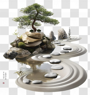 Zen Garden - Zen Garden With Stones And Tree Transparent PNG