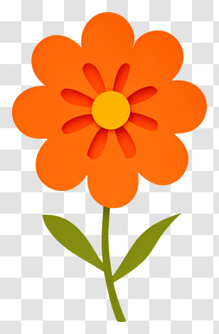 Paper Cut Flower - Vibrant Orange Flower Transparent PNG