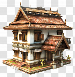 3d House - Traditional Asian Cultural House Design Transparent PNG