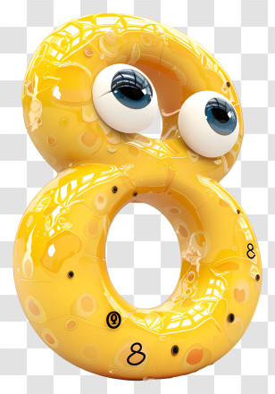 3d Cartoon Number - Smiling Number 8 Cartoon Character Transparent PNG