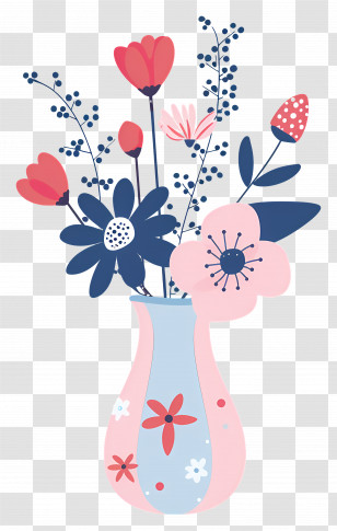 Flower With Vase - Decorative Vase With Flowers Illustration Transparent PNG