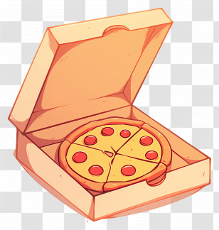 Pizza Box - Cartoon Pizza Box With Tasty Slices Transparent PNG