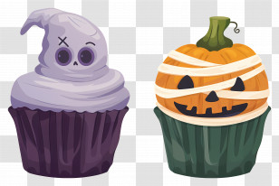 Halloween Cupcakes - Cute Halloween Cupcakes With Pumpkin And Ghost Designs Transparent PNG