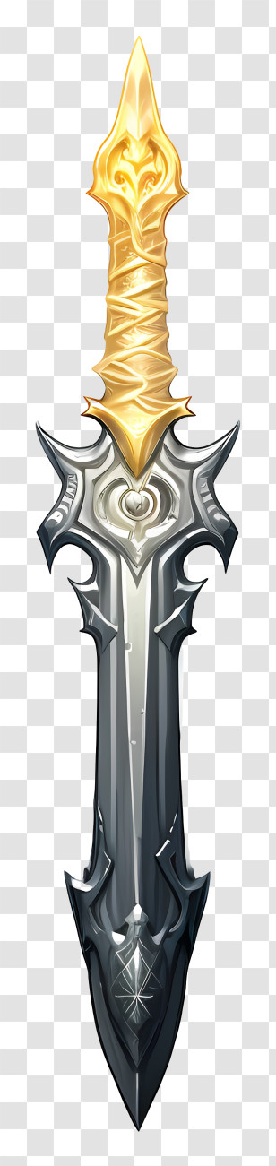 Sketch Diamond Sword - Fantasy Sword With Golden Hilt Transparent PNG