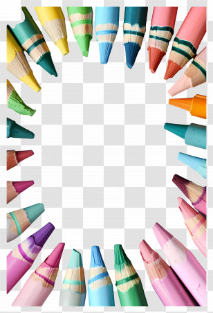 Crayons Frame - Colorful Pencil Border For Creative Designs Transparent PNG