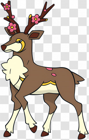 Sawsbuck - Deer With Flowers Cartoon Character Transparent PNG