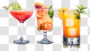 Watercolor Cocktail - Colorful Cocktails Illustration Transparent PNG