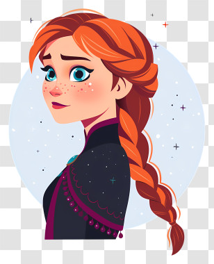 Frozen Anna Princess - Red-haired Girl With Braid And Freckles Transparent PNG