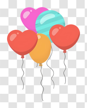 Colorful Balloons - Colorful Heart-Shaped Balloons Transparent PNG