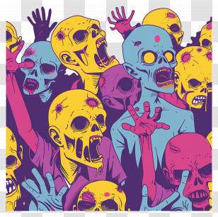 Zombies - Colorful Cartoon Zombies Illustration Transparent PNG