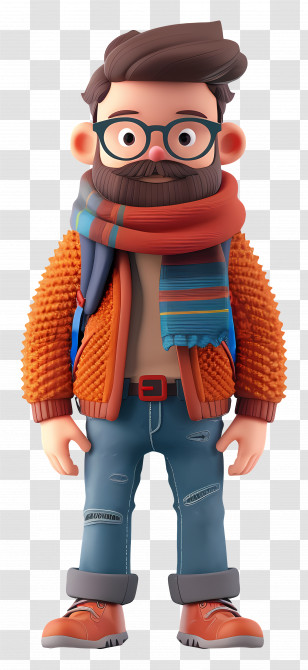 Cool Man - Cartoon Man With Autumn Outfit Transparent PNG