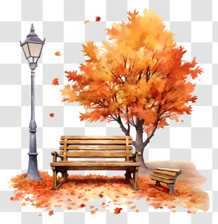 Park - Park Bench With Beautiful Autumn Scenery Transparent PNG