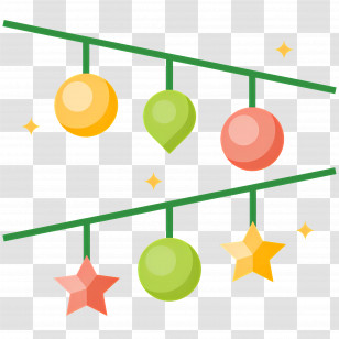 New Year Lights - Colorful Decorations On Hanging Rods Transparent PNG