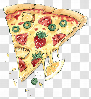 Hawaiian Pizza - Slice Of Fruity Pizza With Creative Toppings Transparent PNG