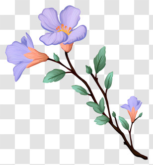 Flower - Purple Flowering Branch With Delicate Petals Transparent PNG