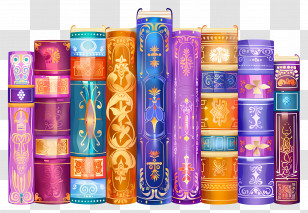 Books Standing - Decorative Colorful Books Transparent PNG