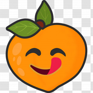 Emoji Peach - Playful Orange Emoji Licking Lips Transparent PNG