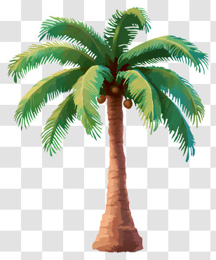Flat Coconut Tree - Tropical Coconut Palm Tree Illustration Transparent PNG