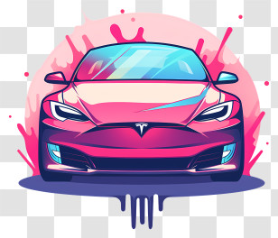 Telsa Car - Illustration Of A Red Car Transparent PNG