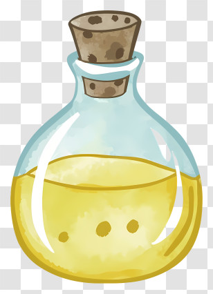 Cartoon - Glass Bottle With Cork And Yellow Liquid Transparent PNG
