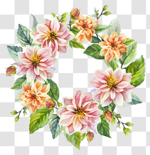 Wreath - Colorful Flower Wreath Arrangement Transparent PNG