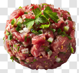 Steak Tartare - Delicious Tartare Dish With Fresh Garnish Transparent PNG