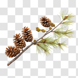 Pinecone - Pine Branch With Cones Illustration Transparent PNG