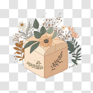 Cute Gift Box
 - Decorative Gift Box With Flowers Transparent PNG