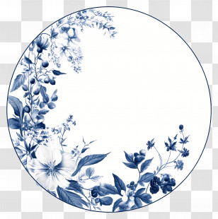Blue Circle Frame - Floral Circle Frame Transparent PNG