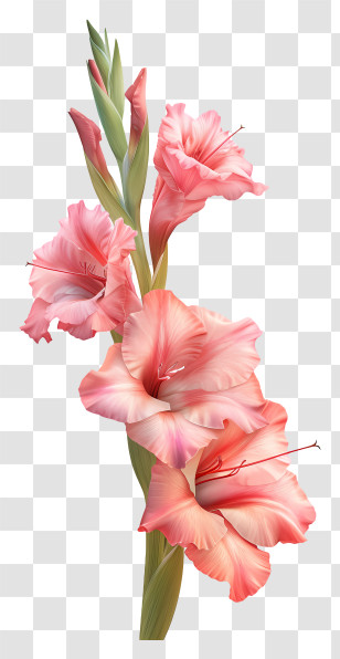 Gladiolus - Pink Gladiolus Flowers Illustration Transparent PNG