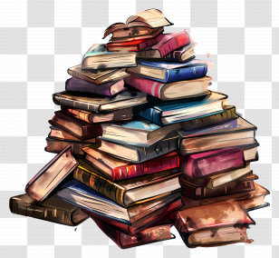 Book Pile - Pile Of Colorful Books In Artistic Style Transparent PNG