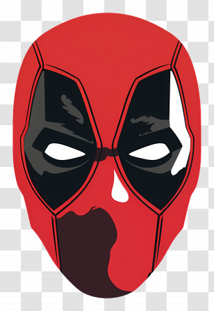 Cartoon Deadpool Face - Red Superhero Mask Illustration Transparent PNG