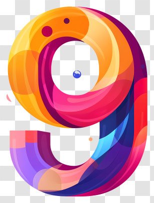 Number 9 - Colorful Decorative Number 9 Transparent PNG