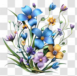 Spring Wild Flowers - Colorful Flowers In Blooming Garden Transparent PNG