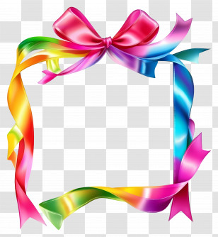 Modern Border - Rainbow Ribbon Decorative Frame With Bow Transparent PNG