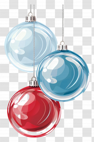 Christmas Glass Balls - Shiny Christmas Ornaments In Red And Blue Transparent PNG