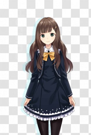 Brown Hair School Uniform Black - Watercolor Transparent PNG