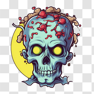 Zombie Skull - Zombie Head With Brain Exposed Transparent PNG