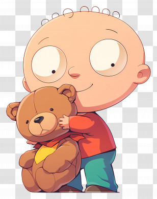 Stewie Griffin - Cartoon Character Hugging Teddy Bear Transparent PNG