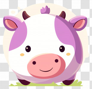 Kawaii Cow - Purple Cartoon Cow Transparent PNG